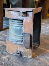 Load image into Gallery viewer, 3 Large Vintage Ship’s Copper Ribbed Glass Light Housings / Nautical Lanterns
