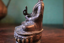 Load image into Gallery viewer, Vintage Cast Bronze Seated Buddha Statue With Lotus Base Small Altar Figure Approx 10cm
