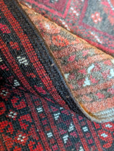 Load image into Gallery viewer, 4&#39;2&quot; x 7&#39;4&quot; - Vintage Afghan Baluch (Baluchi) Tribal Hand-Knotted Wool Rug - Rust Red &amp; Brown - 128 x 224 cm
