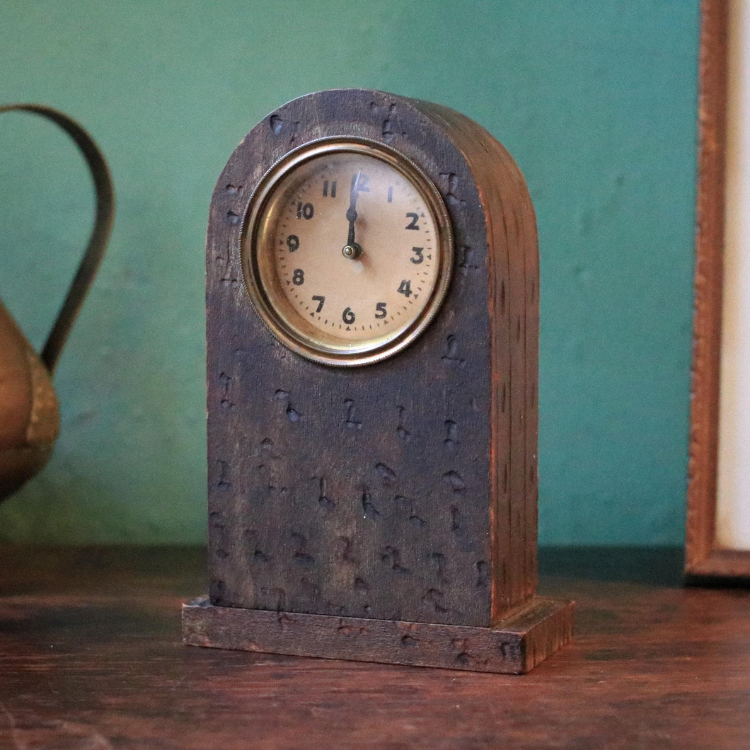 Antique Miniature Arts and Crafts Mantel Clock With - Early 20th Century - Non Functional