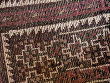 Load image into Gallery viewer, 2&#39;9&quot; x 4&#39;11&quot; - Vintage Afghan Baluch (Baluchi) Tribal Hand-Knotted Wool Rug - Soft Brown &amp; Blush Geometric - 83 x 151 cm

