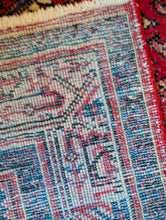 Load image into Gallery viewer, 5'1" x 3'5" - Vintage Tribal Hand-Knotted Wool Rug - Red, Blue &amp; Ivory Geometric - 156 x 105 cm
