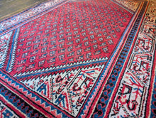 Load image into Gallery viewer, 5'1" x 3'5" - Vintage Tribal Hand-Knotted Wool Rug - Red, Blue &amp; Ivory Geometric - 156 x 105 cm
