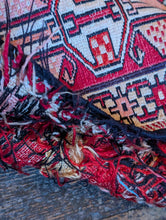 Load image into Gallery viewer, 3'11" x 6'6" - Vintage Anatolian Tribal Pictorial Hand-Knotted Wool Rug With Animal Motifs - Red &amp; Multi - 119 x 199 cm
