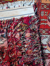 Load image into Gallery viewer, 3'11" x 6'6" - Vintage Anatolian Tribal Pictorial Hand-Knotted Wool Rug With Animal Motifs - Red &amp; Multi - 119 x 199 cm
