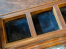 Load image into Gallery viewer, Antique Victorian Oak And Brass Tantalus With Three Cut-Glass Decanters, Working Lock Key - 35 x 33 cm
