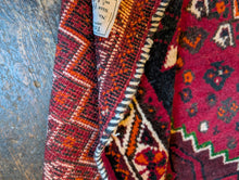 Load image into Gallery viewer, 4'5" x 3'0" - Vintage Afghan Tribal Hand-Knotted Wool Rug - Rich Magenta, Black &amp; Orange - 134 x 91 cm
