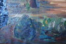 Load image into Gallery viewer, Mid Century Impressionist Landscape Oil Painting On Board In Wooden Frame - 62.5 x 47cm
