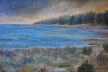 Load image into Gallery viewer, Coastal Landscape Oil Painting, Signed E Dencher and Dated 1977 – Tranquil Shoreline Seascape In Wooden Frame – 60 x 45 cm
