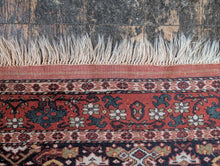 Load image into Gallery viewer, 4'2" x 6'2" - Vintage Middle Eastern Tribal Heriz Hand-Knotted Wool Rug - Brick Red, Ivory &amp; Navy - 128 x 187 cm
