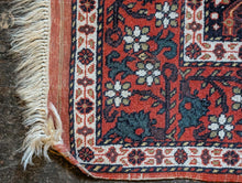 Load image into Gallery viewer, 4'2" x 6'2" - Vintage Middle Eastern Tribal Heriz Hand-Knotted Wool Rug - Brick Red, Ivory &amp; Navy - 128 x 187 cm
