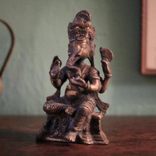 Load image into Gallery viewer, Early 20th.C Bronze Seated Ganesha Figure – Four-Armed Hindu Deity – 10.5cm Tall
