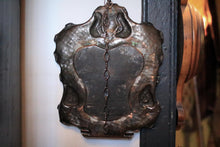 Load image into Gallery viewer, Antique Arts And Crafts Hammered Copper Wall Mirror With Shelf, Circa 1910 - 11 13/16" X 14 3/8" (30 X 36.5 Cm)
