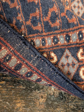 Load image into Gallery viewer, 3'2" x 2'2" - Vintage Afghan Baluch (Baluchi) Tribal Hand-Knotted Wool Rug - Indigo, Rust &amp; Steel Blue - 96 x 65 cm
