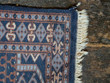Load image into Gallery viewer, 3'2" x 2'2" - Vintage Afghan Baluch (Baluchi) Tribal Hand-Knotted Wool Rug - Indigo, Rust &amp; Steel Blue - 96 x 65 cm
