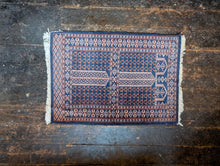 Load image into Gallery viewer, 3'2" x 2'2" - Vintage Afghan Baluch (Baluchi) Tribal Hand-Knotted Wool Rug - Indigo, Rust &amp; Steel Blue - 96 x 65 cm
