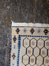 Load image into Gallery viewer, 2&#39;8&quot; x 4&#39;8&quot; - Vintage Afghan Tribal Hand-Knotted Wool Rug - Honey Beige &amp; Charcoal Geometric - 82 x 143 cm
