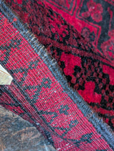 Load image into Gallery viewer, 3'10" x 5'7" - Vintage Ersari Turkmen Hand-Knotted Wool Rug - Madder Red &amp; Ink Black - 118 x 171 cm
