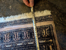 Load image into Gallery viewer, Vintage Bokhara Tribal Hand-Knotted Wool Rug - Inky Navy, Sand &amp; Faded Rose - 62 X 100 Cm
