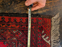 Load image into Gallery viewer, 2'7" X 4'4" - Vintage Afghan Turkoman Bokhara-Style Hand-Knotted Wool Rug - Madder Red &amp; Charcoal - 79 X 132 Cm
