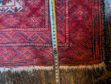 Load image into Gallery viewer, 2'12" X 4'5" - Vintage Afghan Baluch (Baluchi) Tribal Hand-Knotted Wool Rug - Madder Red, Ivory &amp; Indigo - 91 X 135 Cm
