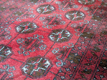 Load image into Gallery viewer, Vintage Afghan Turkoman Bokhara-Style Hand-Knotted Wool Rug - Madder Red &amp; Charcoal - 77 X 138 Cm
