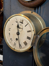 Load image into Gallery viewer, Vintage Smiths Astral Brass Bulkhead Ship’s Clock With Key - Nautical Maritime Wall Clock
