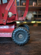 Load image into Gallery viewer, Vintage Red Tinplate Crane Truck Toy
