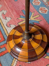 Load image into Gallery viewer, Antique Double Spool Stand - Turned Wood Reels On Metal Pole - Atelier Sewing Thread Holder
