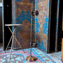 Load image into Gallery viewer, Antique Double Spool Stand - Turned Wood Reels On Metal Pole - Atelier Sewing Thread Holder
