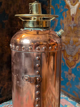 Load image into Gallery viewer, Antique Riveted Copper Fire Extinguisher Cylinder With Brass Fittings &amp; Chain - 61cm 24"
