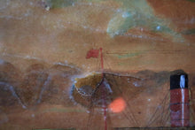 Load image into Gallery viewer, Stormy Seascape With Clipper And Icebergs — Signed Vintage Oil On Canvas In Gilt Frame
