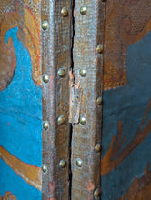 Load image into Gallery viewer, Antique Six-Panel Folding Screen Room Divider - Blue &amp; Gilt Baroque Panels With Damask Reverse - Approx 1.8m Tall
