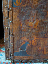 Load image into Gallery viewer, Antique Six-Panel Folding Screen Room Divider - Blue &amp; Gilt Baroque Panels With Damask Reverse - Approx 1.8m Tall
