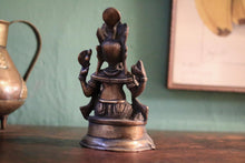 Load image into Gallery viewer, Early 20th.C Bronze Seated Ganesha Figure – Four-Armed Hindu Deity – 10.5cm Tall
