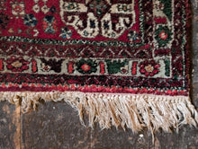 Load image into Gallery viewer, 5'1" x 3'3" - Vintage Tribal Medallion Hand-Knotted Wool Rug - Red &amp; Midnight Blue - 154 x 100 cm
