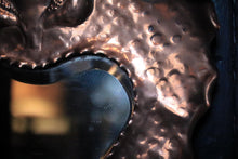 Load image into Gallery viewer, Antique Arts And Crafts Hammered Copper Wall Mirror With Shelf, Circa 1910 - 11 13/16" X 14 3/8" (30 X 36.5 Cm)
