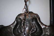 Load image into Gallery viewer, Antique Arts And Crafts Hammered Copper Wall Mirror With Shelf, Circa 1910 - 11 13/16" X 14 3/8" (30 X 36.5 Cm)
