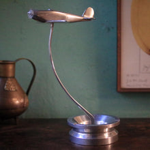 Load image into Gallery viewer, Vintage 1930's Italian Aviation Airplane Ashtray Sculpture - Machined Aluminum Desk Ashtray - 27 Cm / 10.6 In
