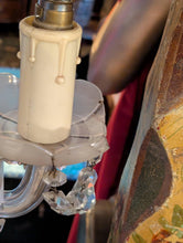 Load image into Gallery viewer, Vintage C.1930's Crystal 3-Arm Chandelier With Chrome Arms &amp; Frosted Glass Stem - Ship’s Cabin Provenance
