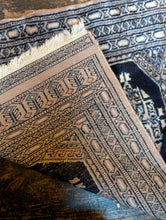 Load image into Gallery viewer, Vintage Bokhara Tribal Hand-Knotted Wool Rug - Inky Navy, Sand &amp; Faded Rose - 62 X 100 Cm
