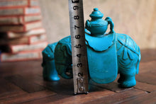Load image into Gallery viewer, Vintage Chinese Turquoise Resin Elephant Figures – Pair, 8 Cm Tall

