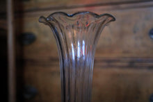 Load image into Gallery viewer, Antique Art Deco Lion Head Fluted Glass Trumpet Vase On Marble Base - 53cm
