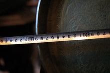 Load image into Gallery viewer, Antique Engraved Brass Tray 39cm, Ornate Arabesque Charger Plate
