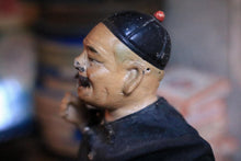 Load image into Gallery viewer, Antique Chinese Papier Mache Doll Figure - Man - Silk Clothes - 29cm
