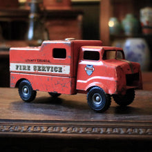 Load image into Gallery viewer, Vintage Tri-Ang County Council Fire Service Tin Toy Truck, Red Metal Lorry, Midcentury Collectors Display Piece, 36cm
