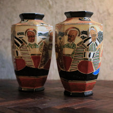 Load image into Gallery viewer, Pair Of Vintage Japanese Hand Painted Samurai Satsuma Moriage Vases - 20cm / 7.87in
