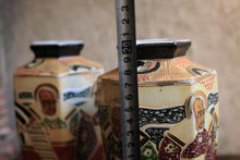 Load image into Gallery viewer, Pair Of Vintage Japanese Hand Painted Samurai Satsuma Moriage Vases - 20cm / 7.87in
