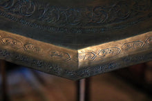 Load image into Gallery viewer, Large Antique Islamic Brass Tray - Arabic Calligraphy - Octagonal Engraved Serving Tray - 59cm / 23.2in
