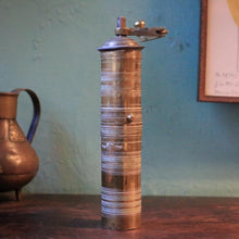 Load image into Gallery viewer, Antique Ottoman Turkish Brass Pepper Mill, Hand Engraved Spice Grinder With Crank Handle, 24cm 9.45in
